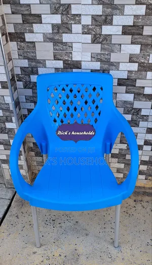 Sky Blue Plastic Chairs, Chairs With Durable Metal Legs