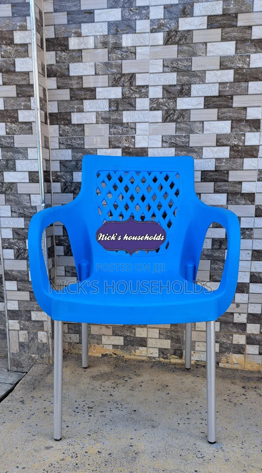 Sky Blue Plastic Chairs, Chairs With Durable Metal Legs