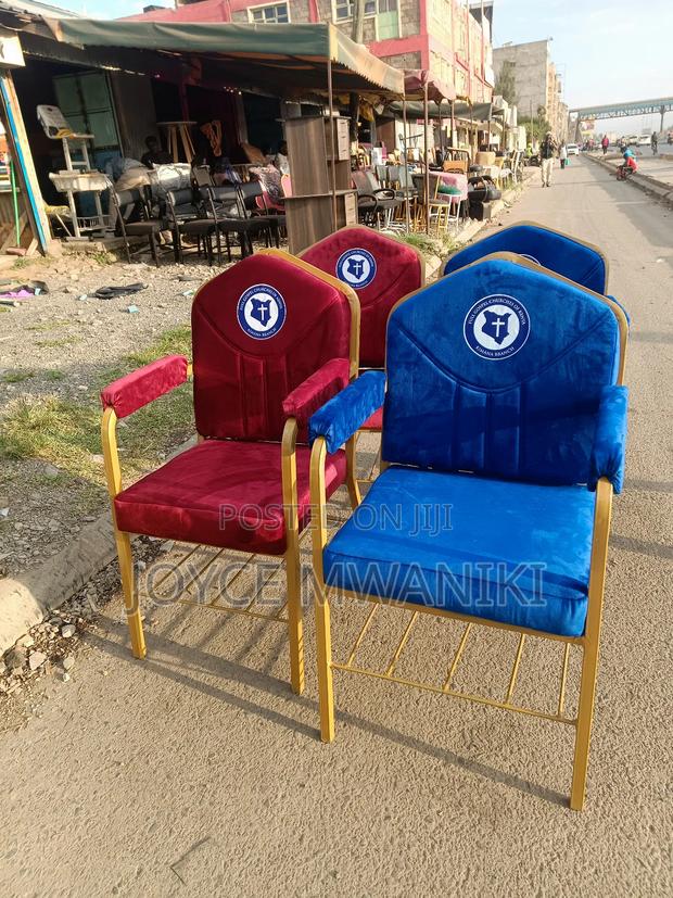 Blue and Red Church Chairs, With Armrest  - thumbnail 2