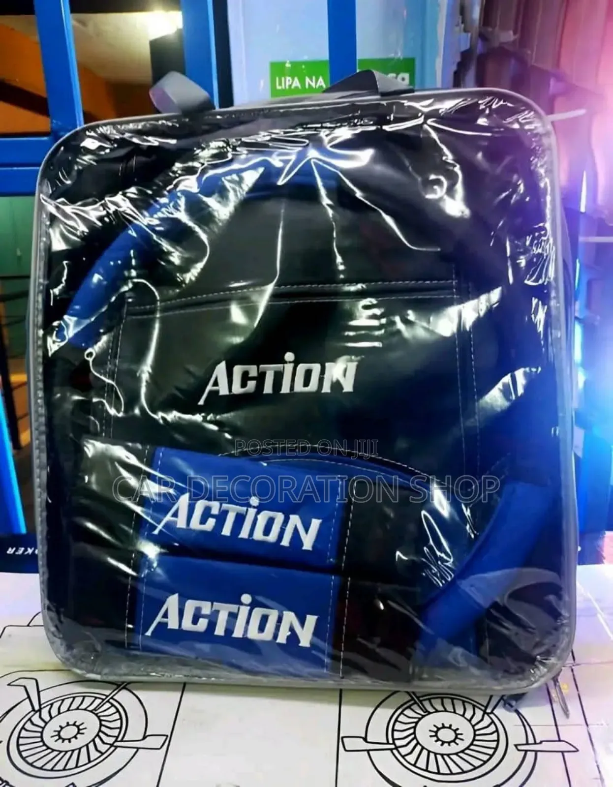Blue Black Action Seat Covers Standard Fit for All 5 Seater