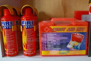 2pc Fire Extinguisher and First Aid Kit Car Life Savers Lit