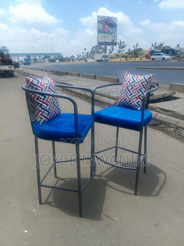 High Counter Stoool or Kitchen Stools, Blue With a Pillow 