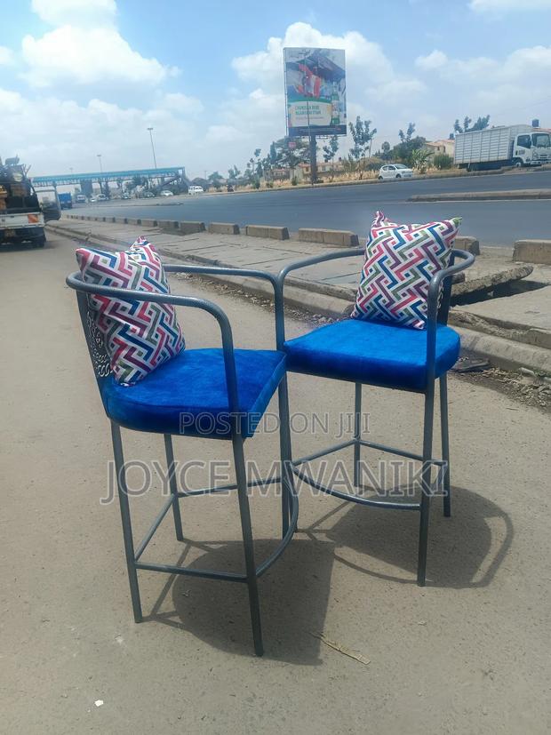 High Counter Stoool or Kitchen Stools, Blue With a Pillow  - thumbnail 2