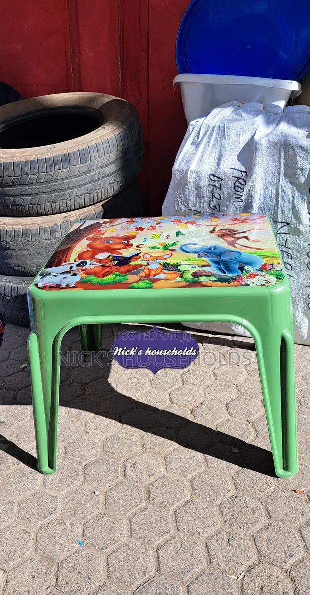 Jungle Green Kids Plastic Table With a Cartoon - main view