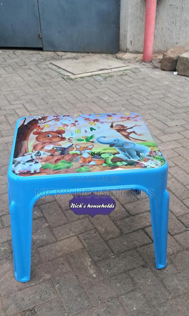 Blue Children Plastic Table With Cartoon Theme - main view