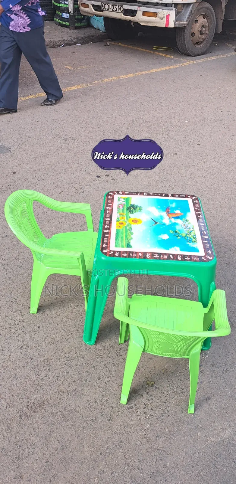 Luminous Kids Plastic Chairs With Safaricom Green Kids Table