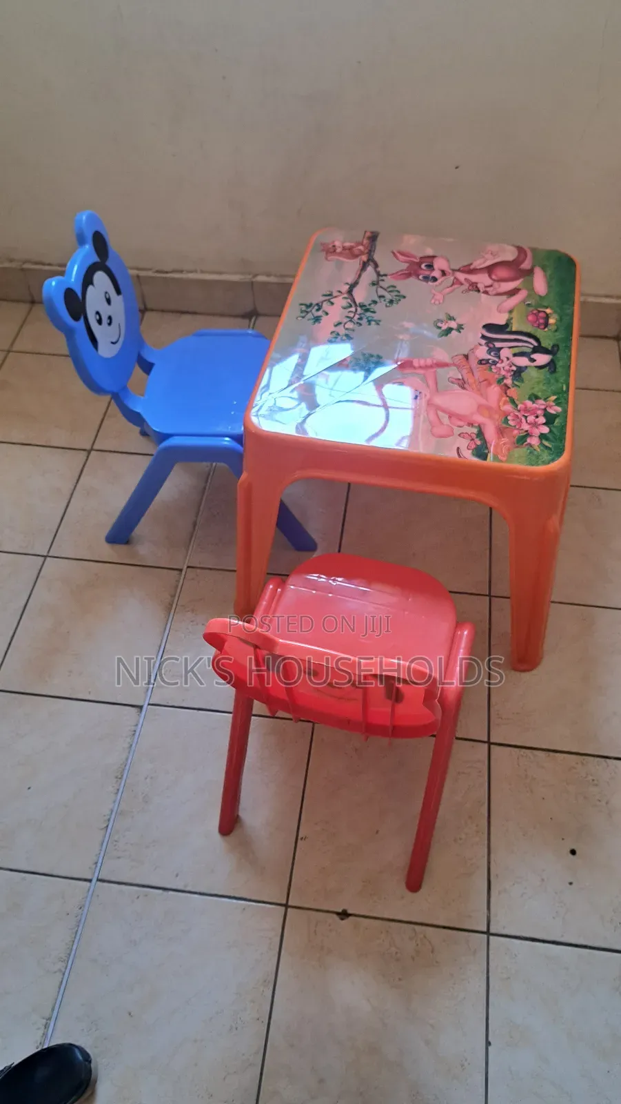 3pcs Plastic Table and Plastic Chairs Set