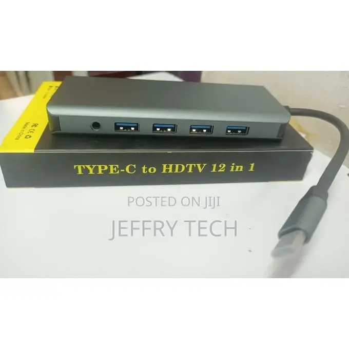 12 in 1 Usb Type C Hub Type-C to 2 Hdmi Vga Adapter Rj45