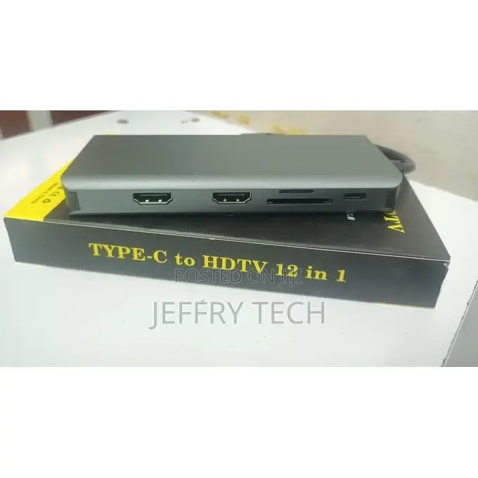 12 in 1 Usb Type C Hub Type-C to 2 Hdmi Vga Adapter Rj45