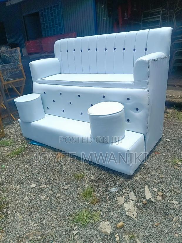 Pedicure 3 Seater, White With Black Buttons  - main view