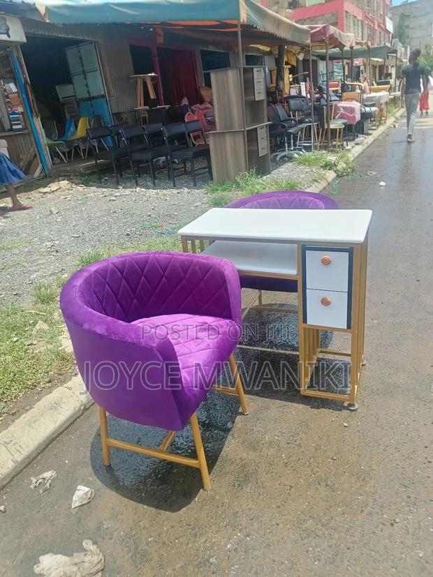 Manicure Set, Purple Seats, White Marble Table,  - main view
