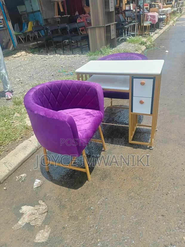 Manicure Set, Purple Seats, White Marble Table,  - thumbnail 3