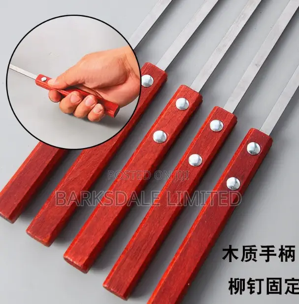 60cm X 1cm BBQ 4 PCS Barbecue Stainless Steel Kebab Skewers
