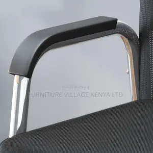 Black Upholstered Office Desk Chair With Armrest