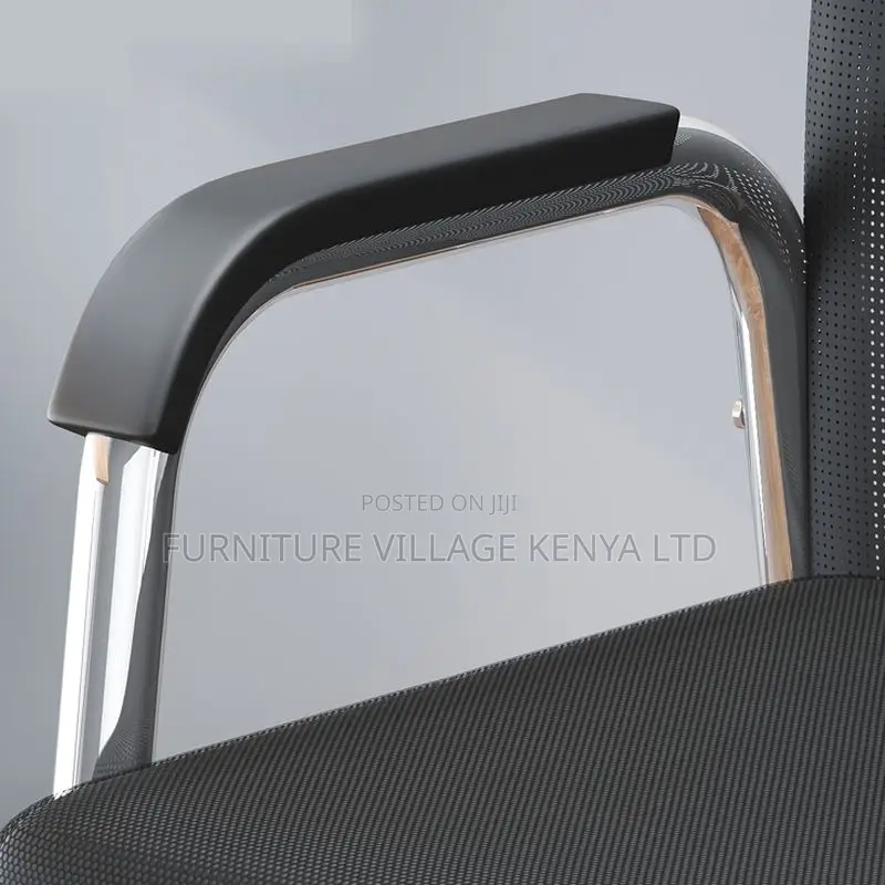 Black Upholstered Office Desk Chair With Armrest