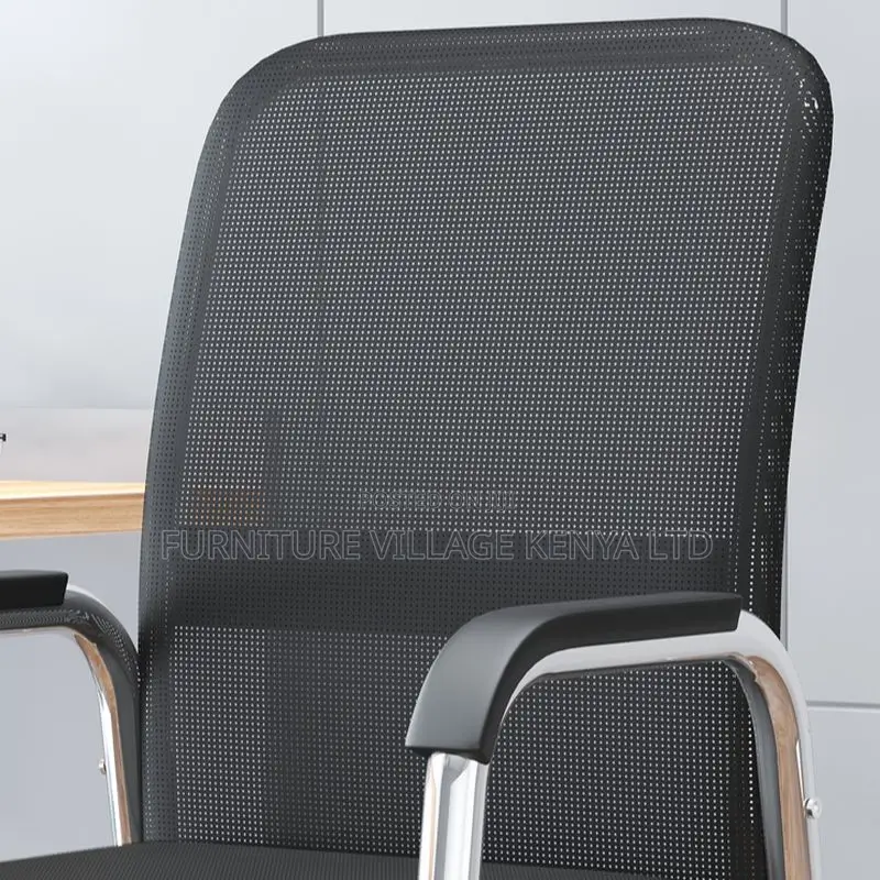Black Upholstered Office Desk Chair With Armrest
