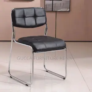 Office Chairs:Chrome Fixed Office Chair With Leather Seating