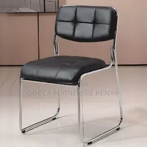 Office Chairs:Chrome Fixed Office Chair With Leather Seating