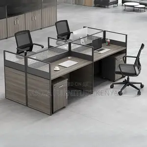 Workstations:Timber Rectangular 4-Seat Office Workstation