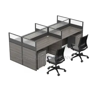Workstations:Timber Rectangular 4-Seat Office Workstation