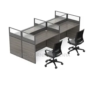 Workstations:Timber Rectangular 4-Seat Office Workstation