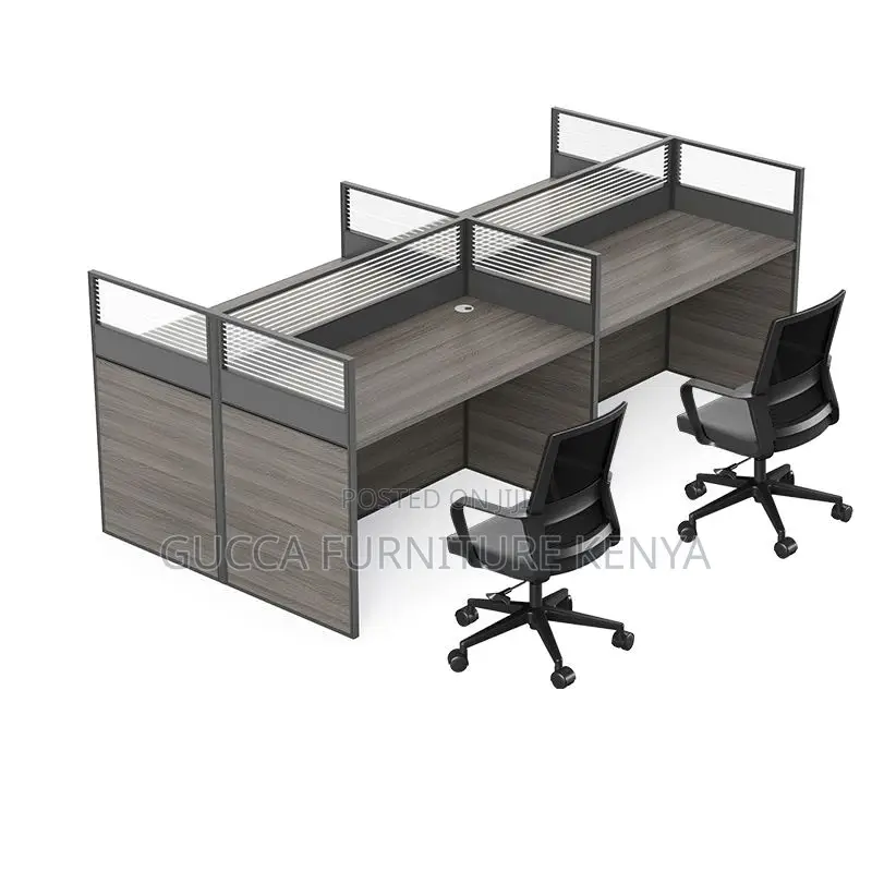 Workstations:Timber Rectangular 4-Seat Office Workstation