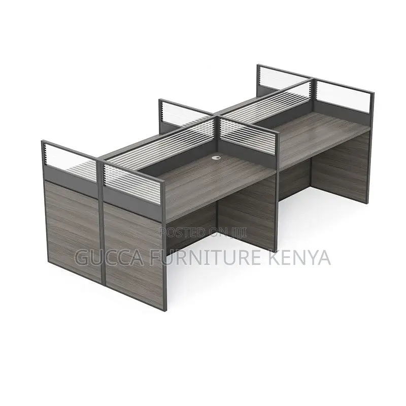 Workstations:Timber Rectangular 4-Seat Office Workstation