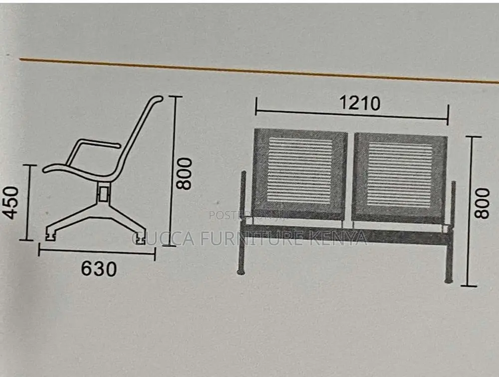 Benches: Office 2-Seater Iron Bench for Home Office