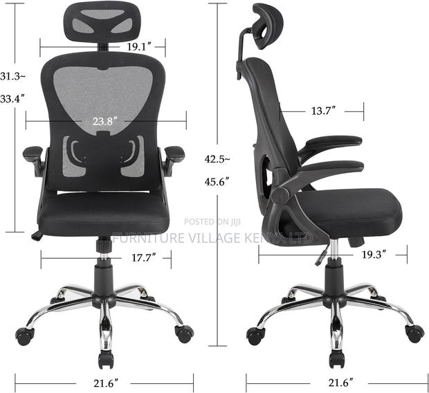 High Back Ergonomic Office Chair With Adjustable Headrest - thumbnail 3
