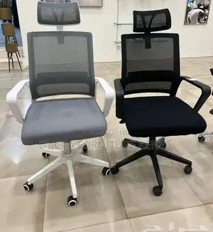 Office Chairs: Ergonomic Headrest Fixed Office Mesh Chair