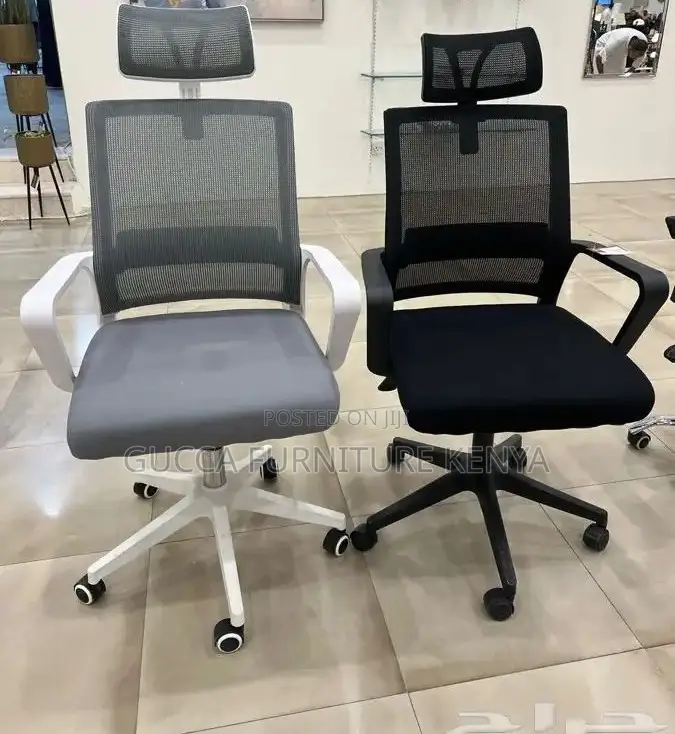 Office Chairs: Ergonomic Headrest Fixed Office Mesh Chair