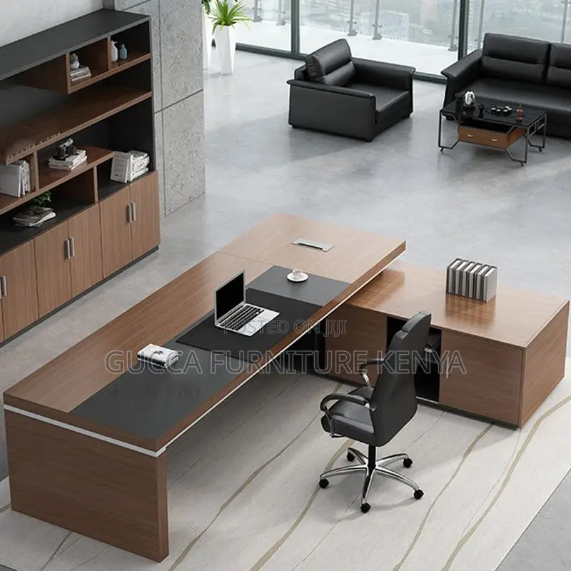 Office Tables:180cm L-Shape Work Desk With Cord Management