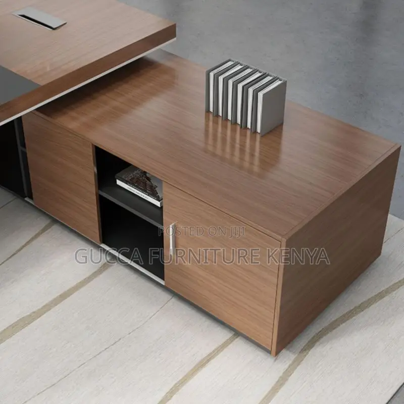 Office Tables:180cm L-Shape Work Desk With Cord Management