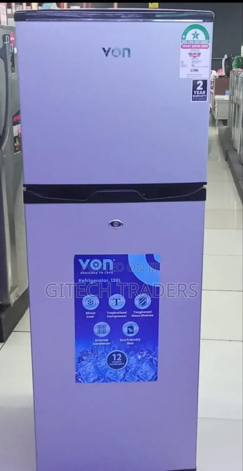 Von Vart-19dhs Capacity 138 Litres Double Door Refrigerator