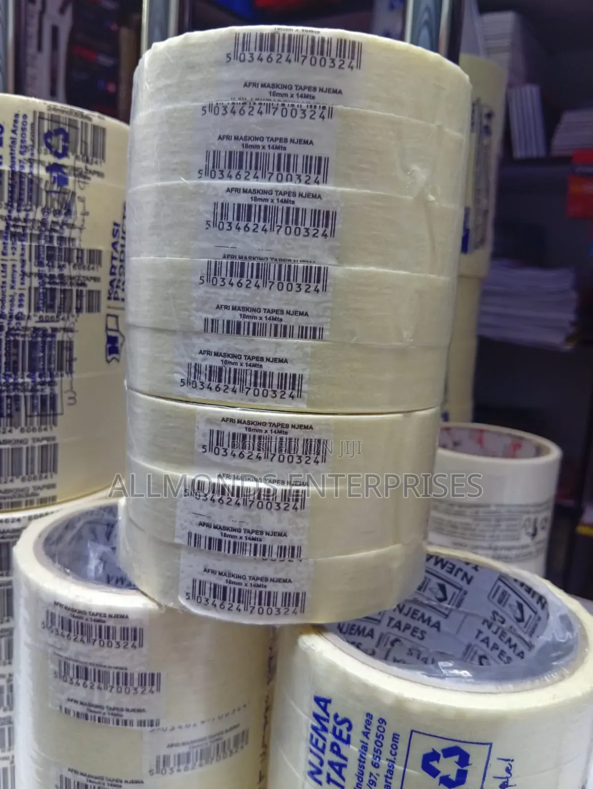 Afri/Njema Masking Tape 3/4 Inch Metres(18mm*14metres)-1pc