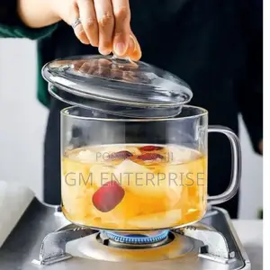 Glass Heat Resistant Cooking Pot With Handle