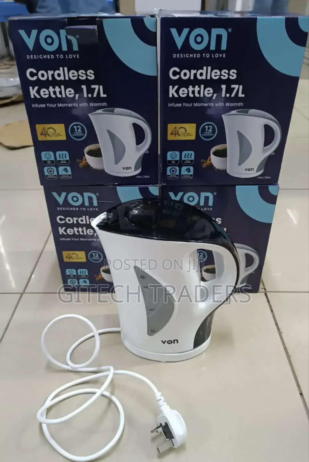 *Von Vskl17bnk 1.7 Litres Upright Cordless Kettle