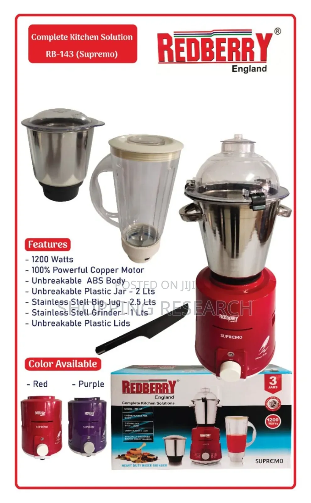 Blender Redberry 3 In 1 From India/England