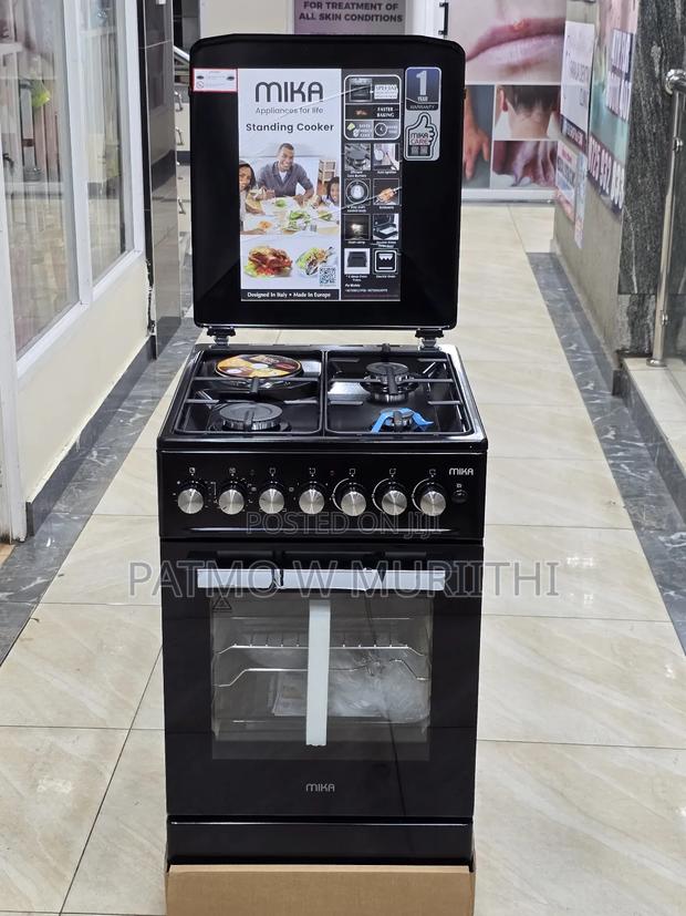 Mika Standing Cooker, Electric Oven 50×60 3gas+1e, Black