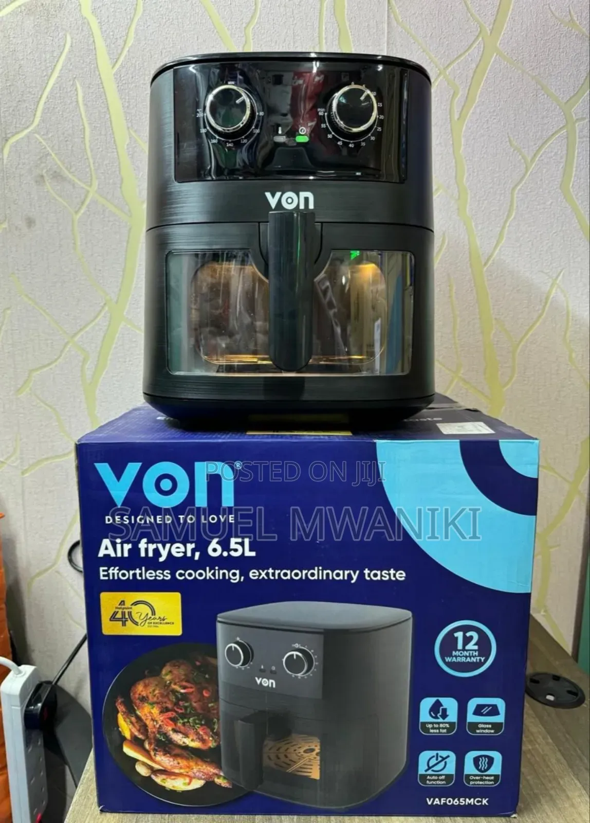 Von Manual Air Fryer – 6.5l With Window for Visual View