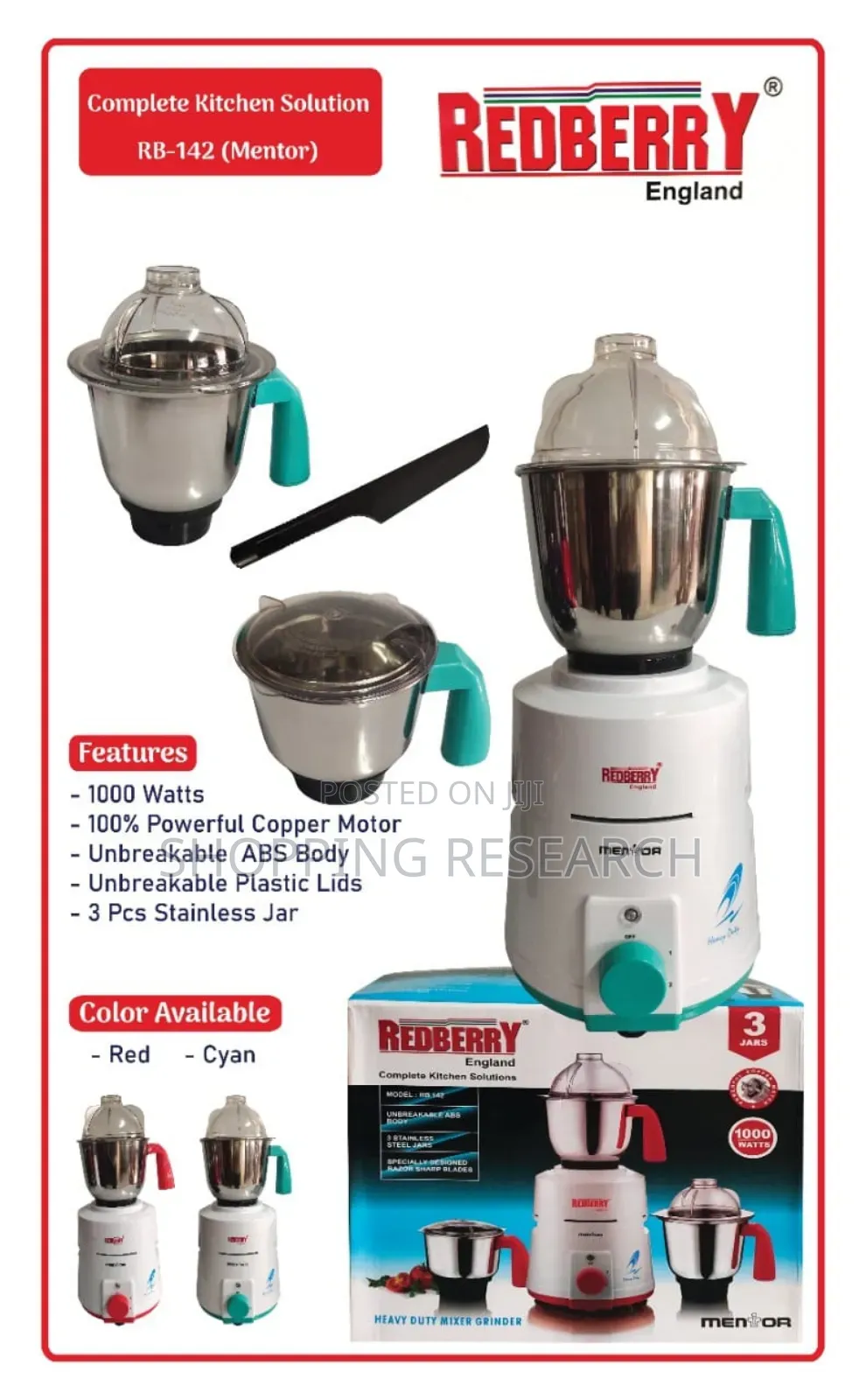 Stainless Steel Blender 3 In 1 Redberry : England/India