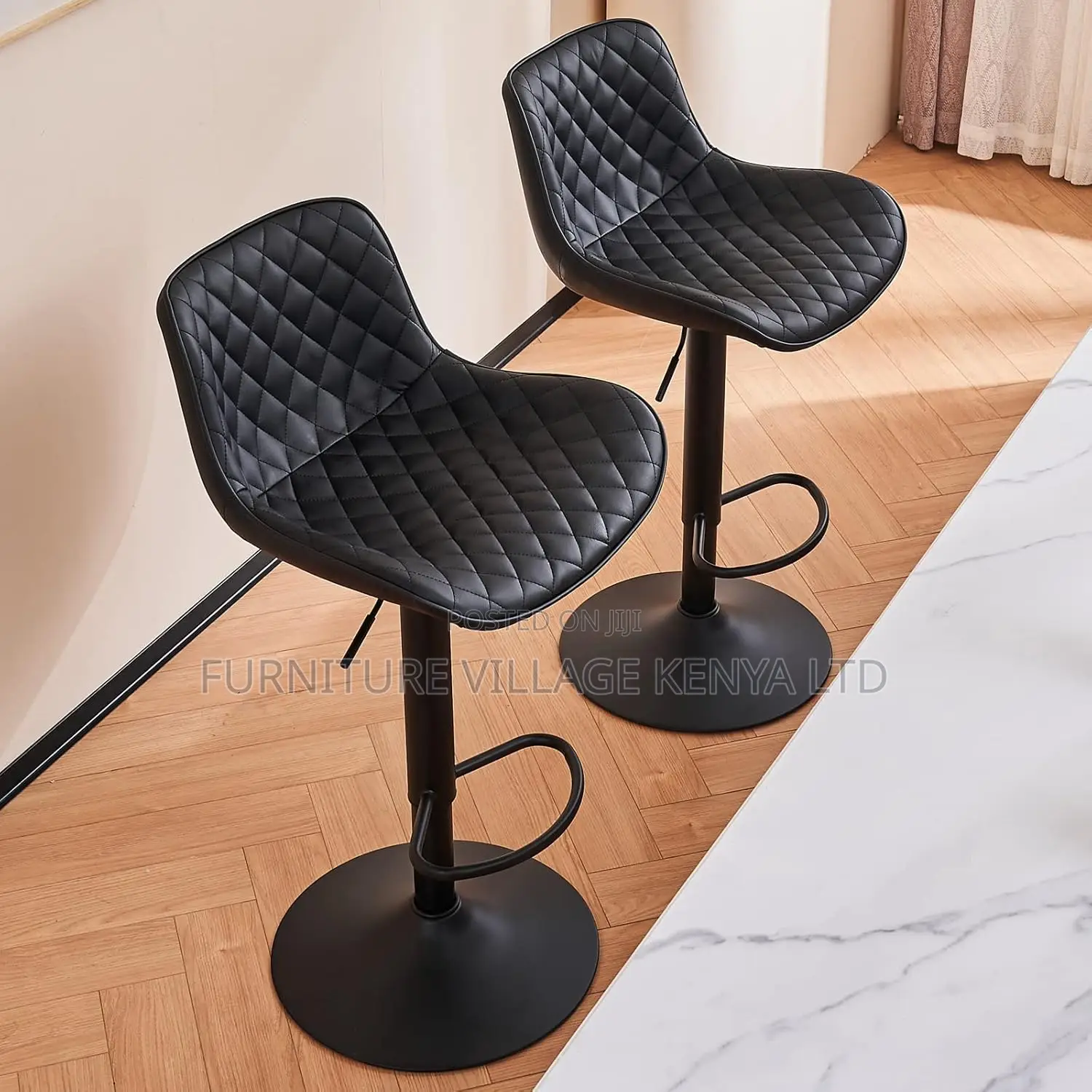 Modern Pu Leather Padded Swivel Gas Lift Bar Stools