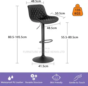 Modern Pu Leather Padded Swivel Gas Lift Bar Stools