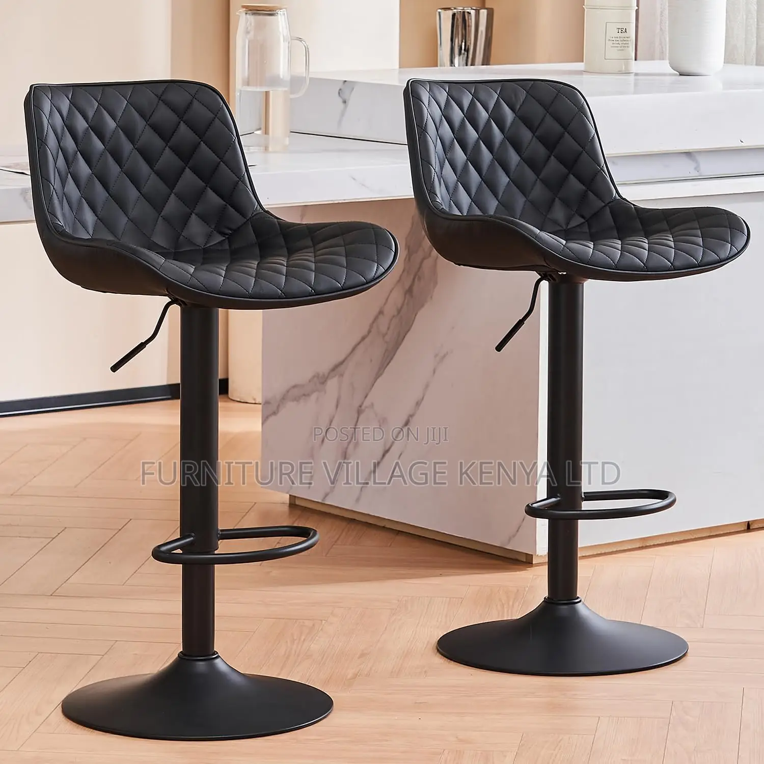 Modern Pu Leather Padded Swivel Gas Lift Bar Stools