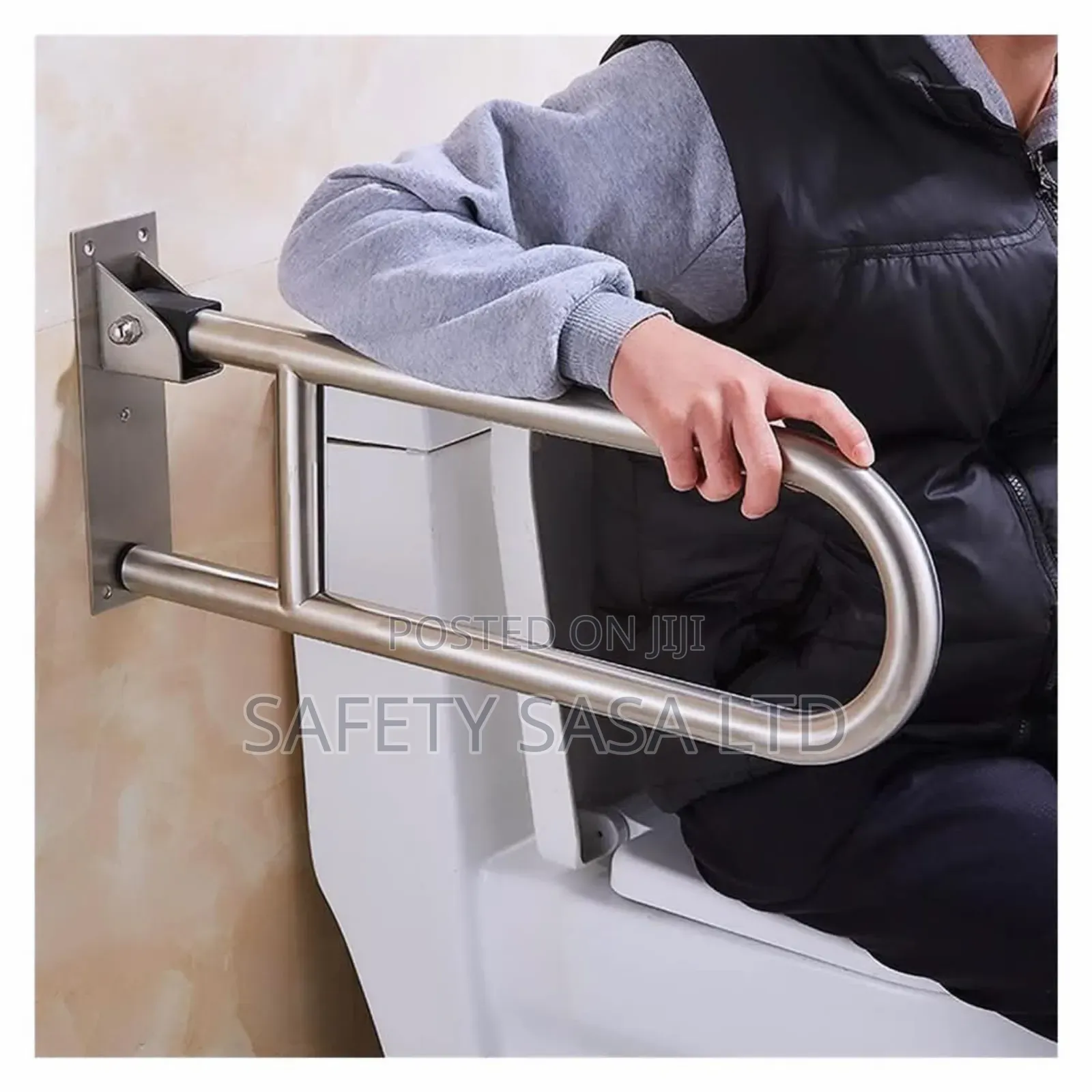 Flip Up Swing Handrail Bar - Aluminum Stainless Steel