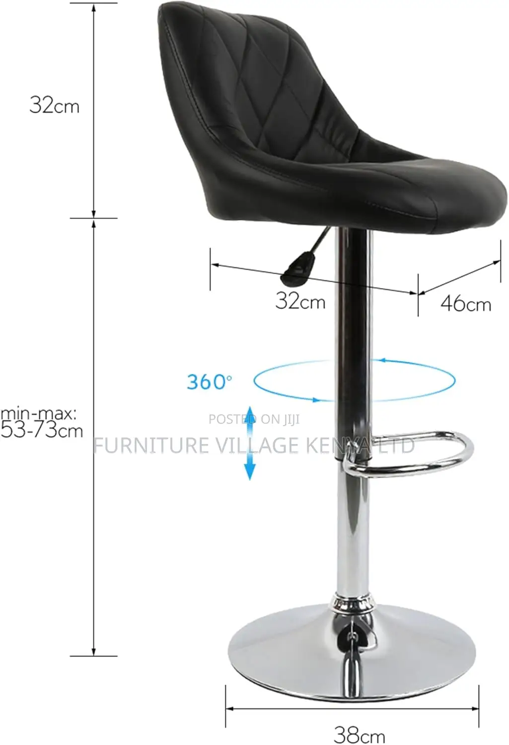 Bar Stool Pu Kitchen Chair Height Adjustable