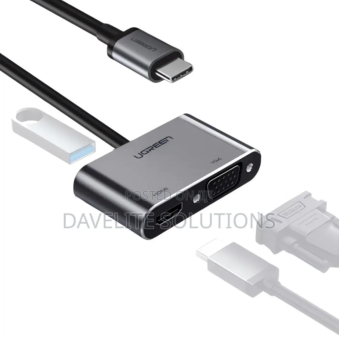 Ugreen Usb-C to Hdmi + Vga +Usb 3.0 Adapter With Pd