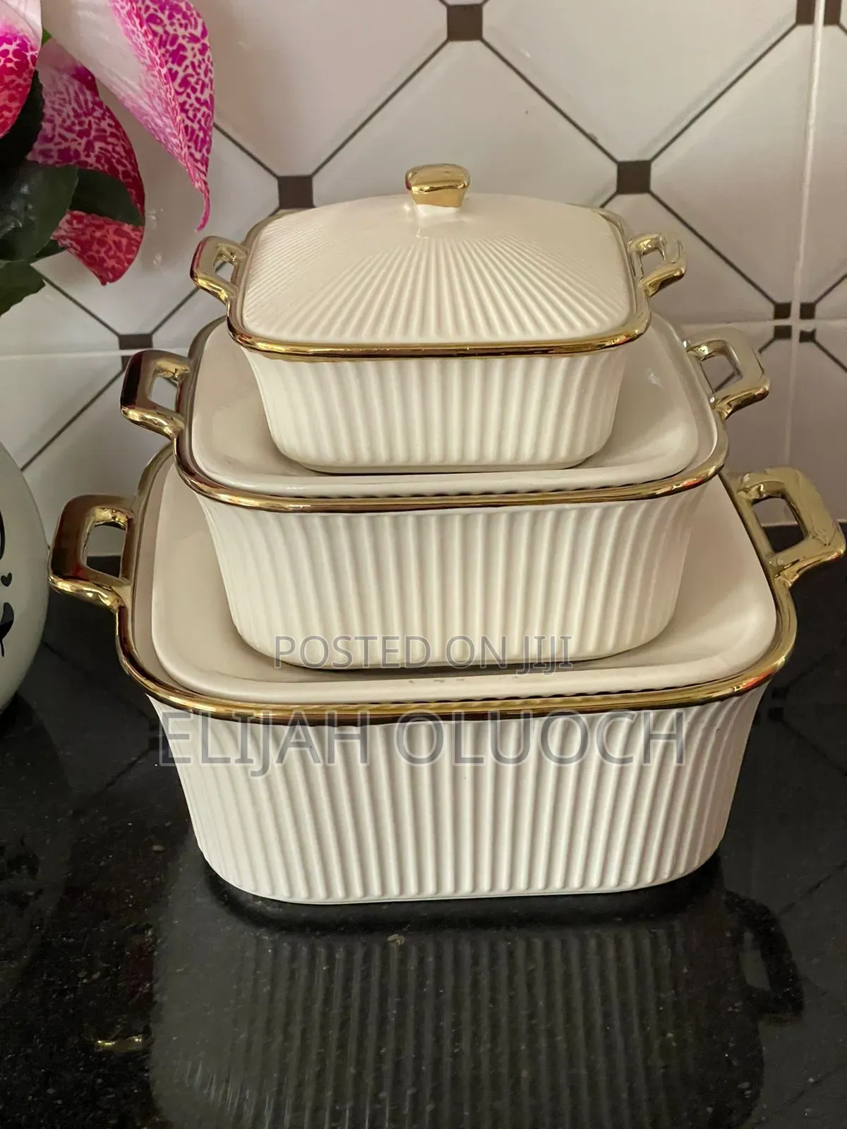 Ridged Serving Dishes Set
