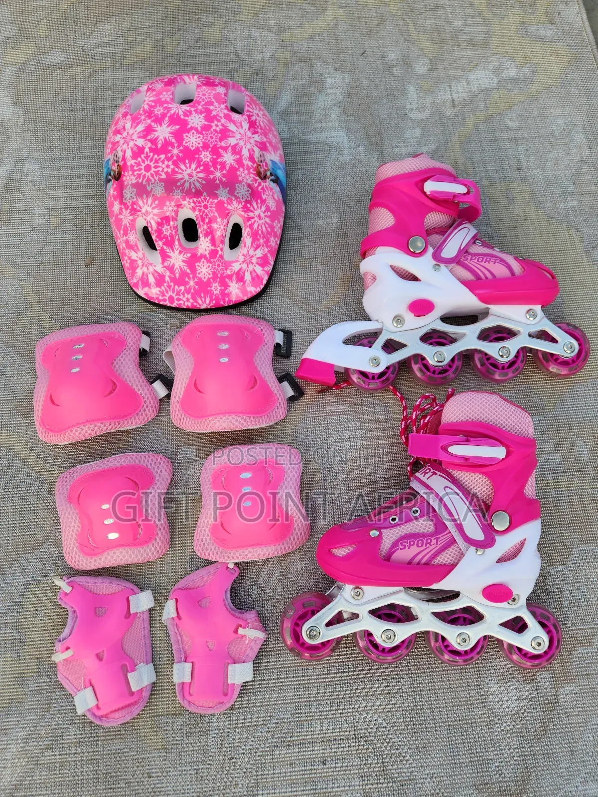 Adjustable Pink Complete Set Skating Kits for Kids