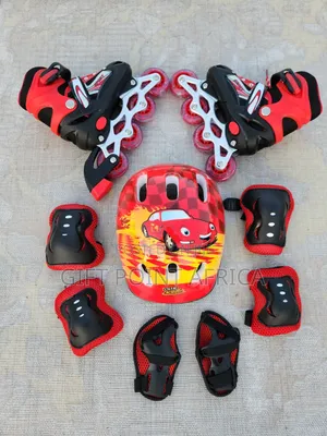 Red Adjustable Complete Set Skating Kits for Kids